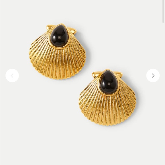 Veronica Beard Jewelry - Veronica Beard x Julietta Gold Shell Earrings with Black Teardrop